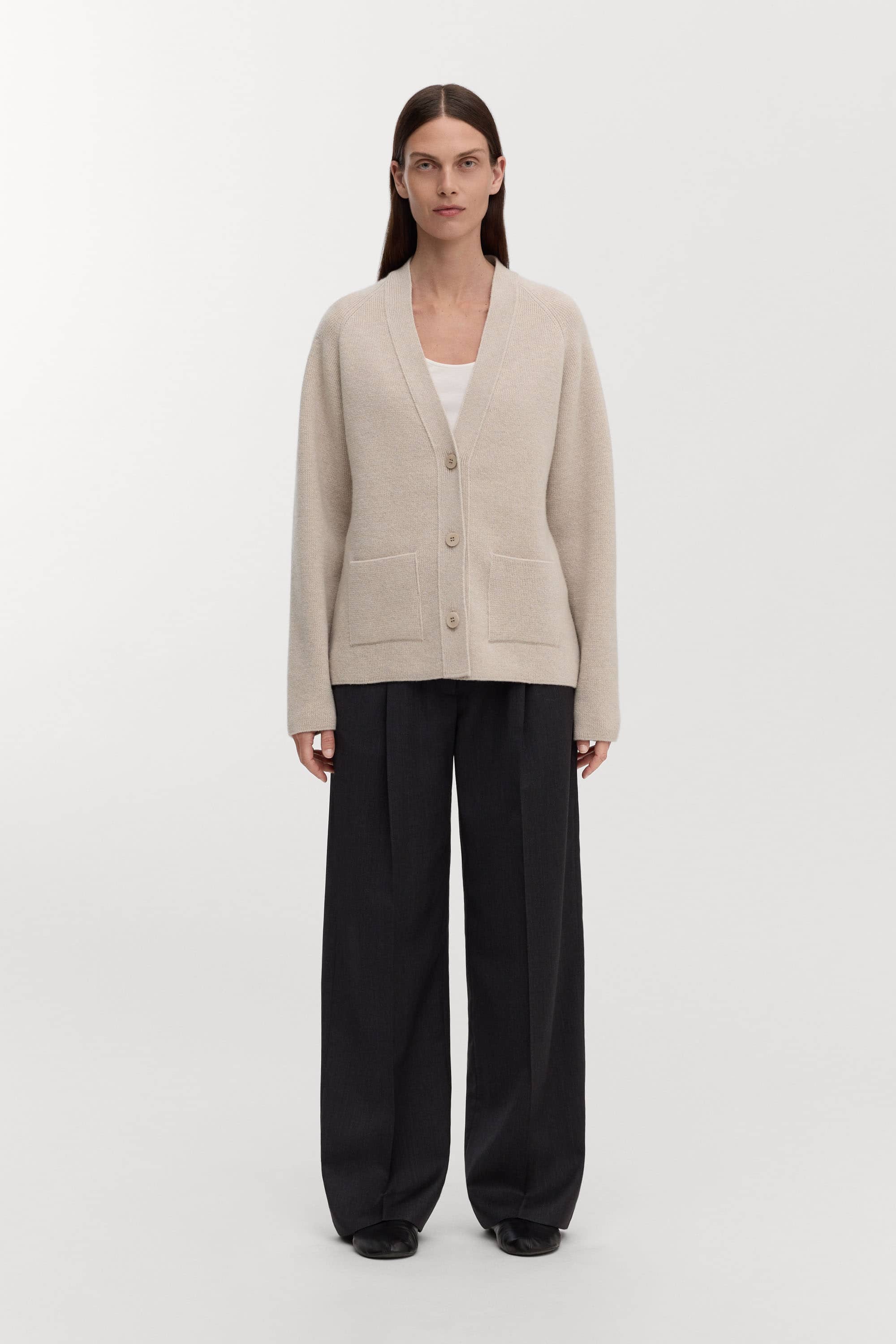 ASKET Wool Cardigan — original model photograph